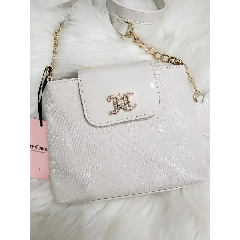 NWT JUICY COUTURE‎ LIVE LAUGH CROSSBODY BAG Ivory Gold Off White y2k glam
